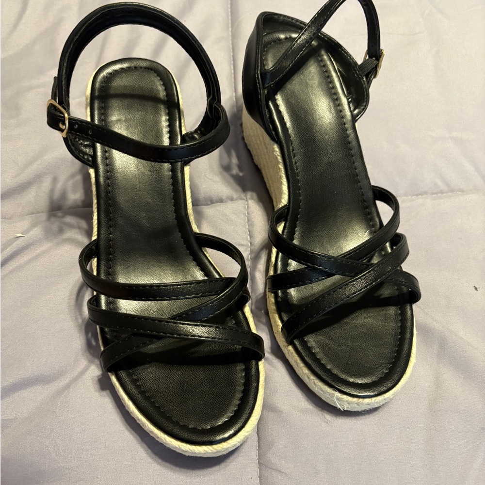 Amazon Black Espadrille Wedge Sandals